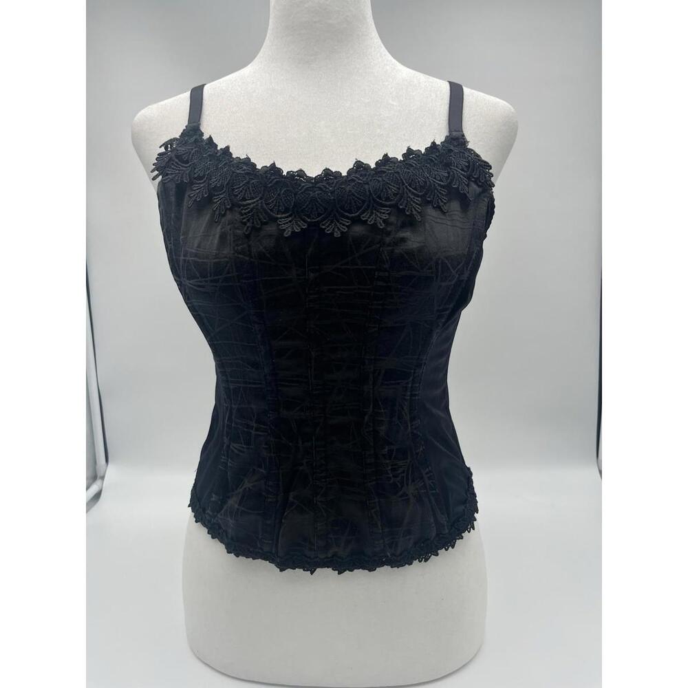 Tesa Black Lace Bustier Corset Top Velvet Lingerie Size 36 Y2K Goth Romantic
